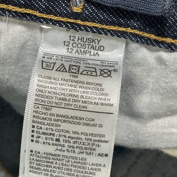 Old Navy Boys Jeans 12 Husky Loose Boot-Cut Dark Wash Adjustable Waist - Picture 5 of 5